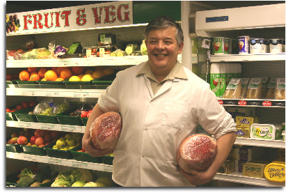 David Scott, the Shopkeeper, with two more hams destined for the AGA.